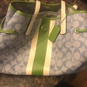 Blue and Green Coach Purse